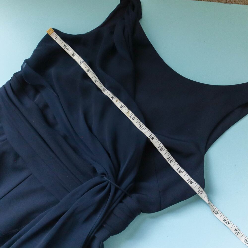 Eliza J Navy Sleeveless V Neck Wide Leg Jumpsuit Size 8 Chiffon Formal - Picture 5 of 10